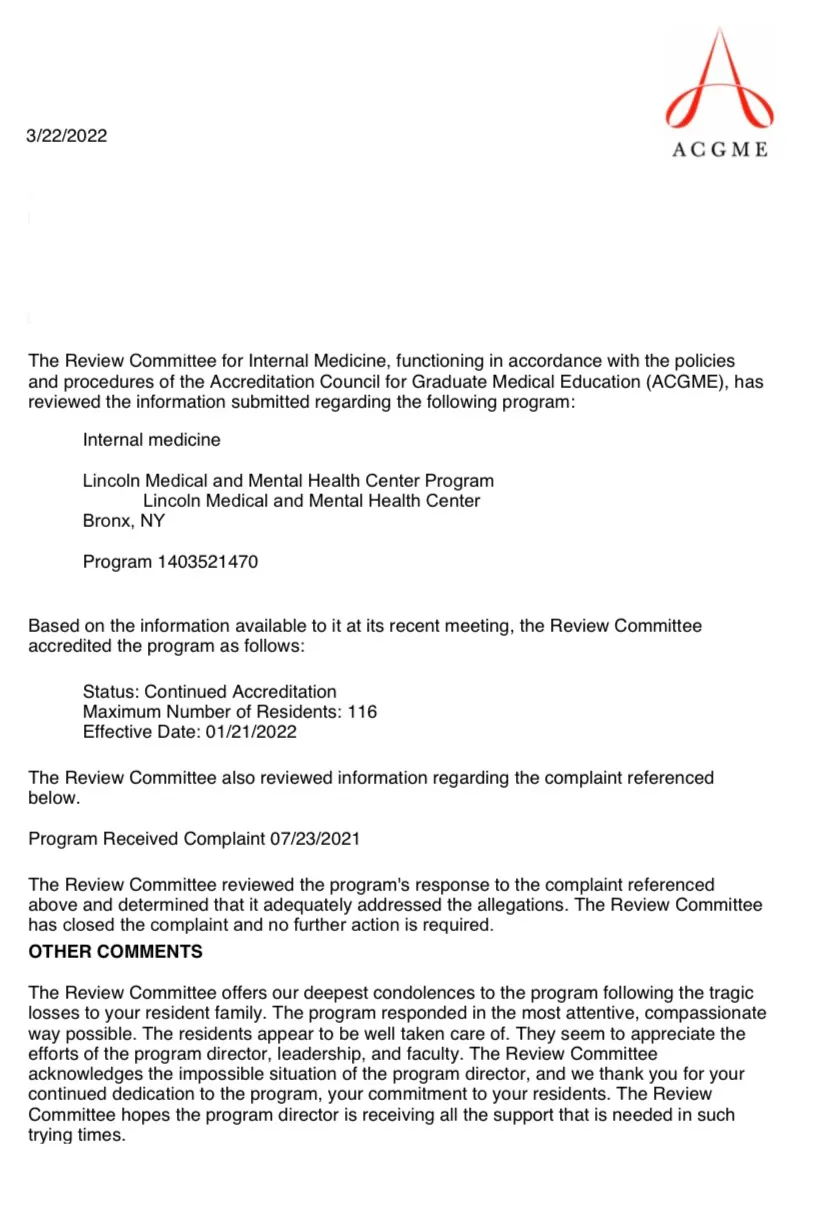 Official letter of accreditation received